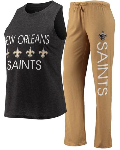 New Orleans Saints Concepts Sport Women's Muscle Tank Top & Pants Sleep Set  - Black