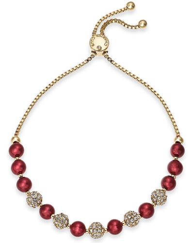 Charter Club Pave & Imitation Pearl Slider Bracelet - Red