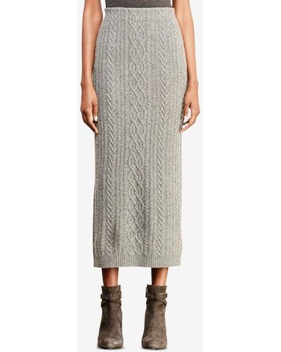Lauren by Ralph Lauren Petite Cable-knit Wool-cashmere Skirt - Gray