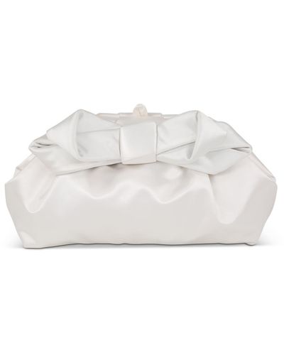 Badgley Mischka Woman's Briella Structured Bow Pouch Clutch - White