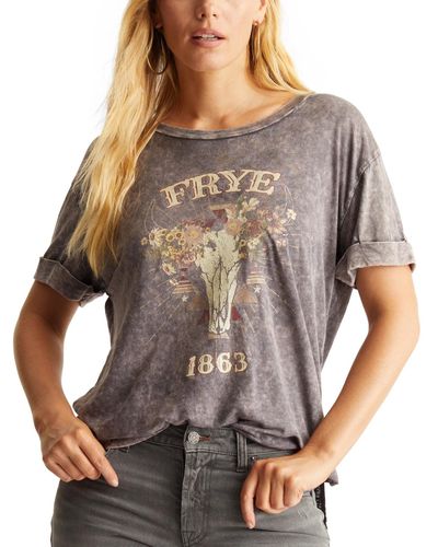Frye Stonewashed Short-sleeve Logo Graphic T-shirt - Gray