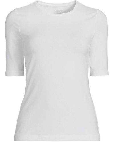Lands' End Plus Size Lightweight Jersey T-shirt - White