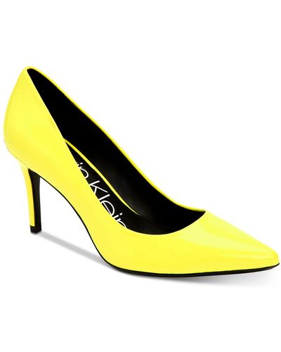 Calvin Klein Gayle Neon Leather Pumps - Yellow