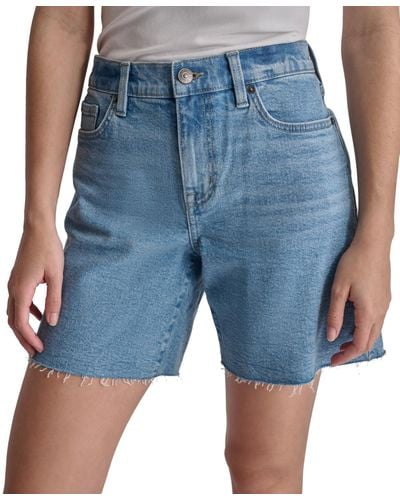 DKNY Dkny Cotton Cutoff Denim Bermuda Shorts - Blue