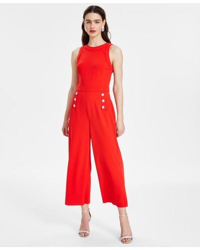 Karl Lagerfeld Cropped Wide-leg Jumpsuit - Red