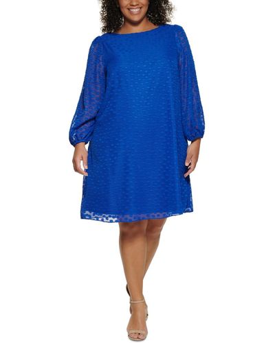Jessica Howard Plus Size Clip-dot A-line Dress - Blue