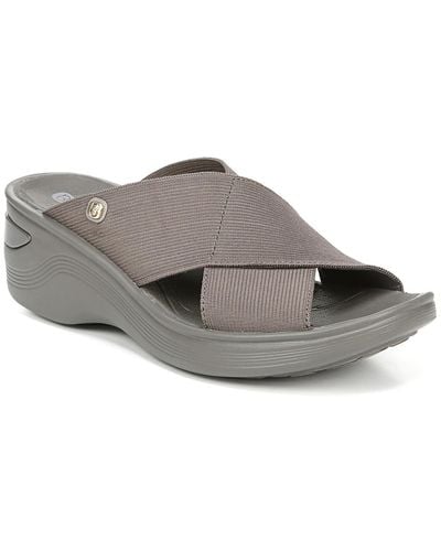 Bzees Desire Washable Slide Wedge Sandals - Gray