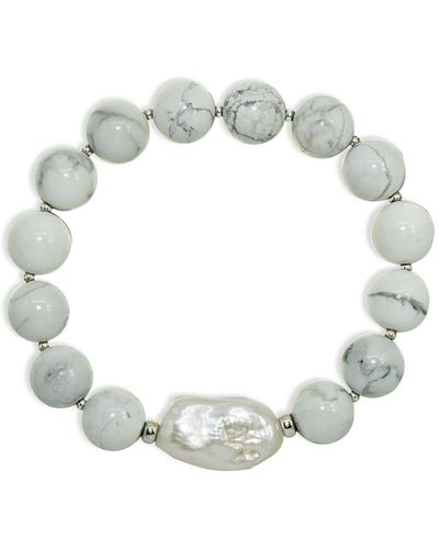 Macy's Genuine Stone Bead Biwa Pearl Stretch Bracelet - Multicolor