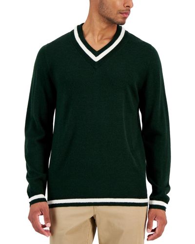 Club Room V-neck Merino Cricket Sweater - Green