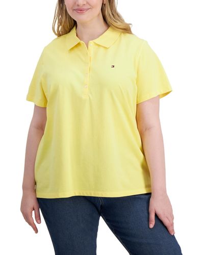 Tommy Hilfiger Plus Size Short-sleeve Polo Shirt - Yellow