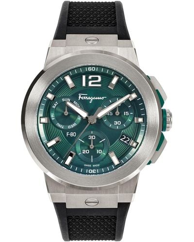 Salvatore ferragamo titanium ip black rubber strap men's watch cheap