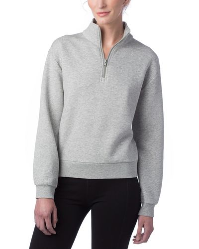 Alternative Apparel Cozy Fleece Mock-neck Sweatshirt - Gray