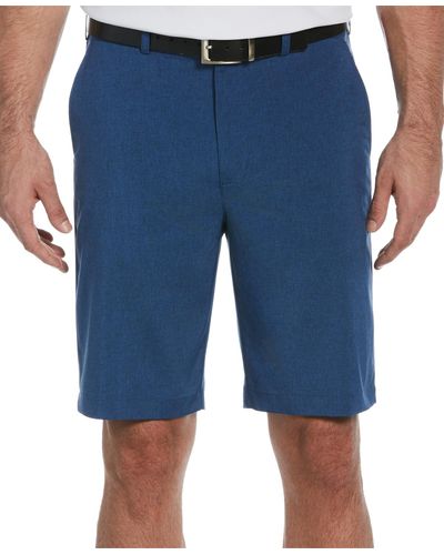 PGA TOUR Flat Front Heather Golf Shorts With Active Waistband - Blue
