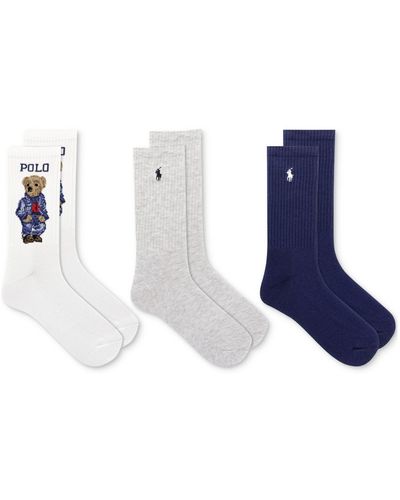 Polo Ralph Lauren 3-pk. Polo Bear Crew Socks - Blue