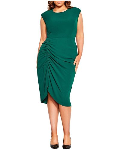 City Chic Plus Size Side Ruch Dress - Green