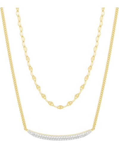Macy's Diamond Curved Bar 18" Layered Necklace (1/4 Ct. T.w. - White