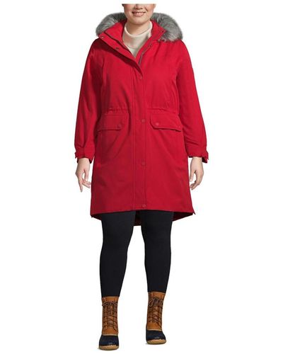 Lands' End Plus Size Expedition Down Waterproof Winter Parka - Red