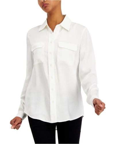 Alfani Satin Utility Shirt, Created For Macy's - White