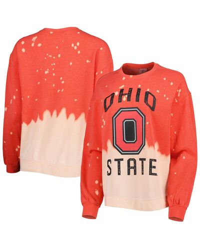 Gameday Couture Ohio State Buckeyes Twice As Nice Faded Dip-dye Pullover Sweatshirt - Red