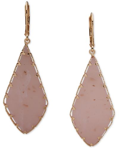 Lonna & Lilly Gold-tone Flat Color Stone Drop Earrings - Pink