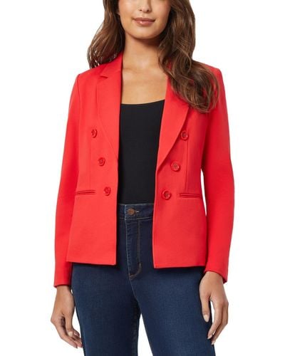 Jones New York Collection Compression Faux Double Breasted Jacket - Red