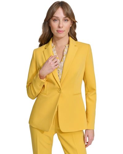 Tommy Hilfiger Solid Single-button Notched-collar Blazer - Yellow