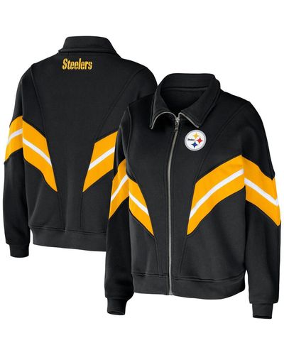 WEAR by Erin Andrews Pittsburgh Steelers Plus Size Yarn Dye Stripe Full-zip Jacket - Black