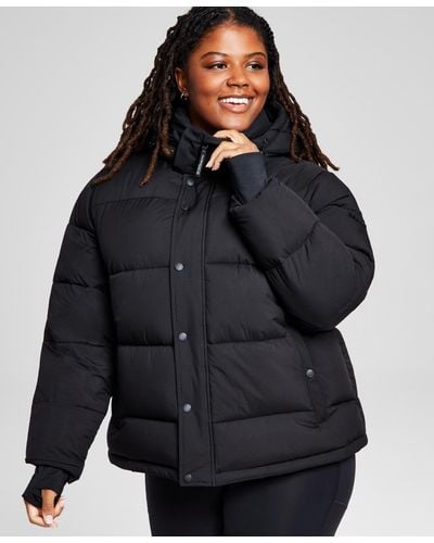 BCBGeneration Plus Size High-low Hooded Puffer Coat - Blue