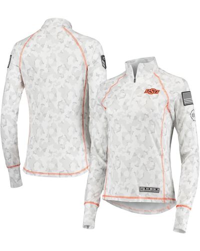 Colosseum Athletics Oklahoma State Cowboys Oht Military-inspired Appreciation Officer Arctic Camo 1/4-zip Jacket - White