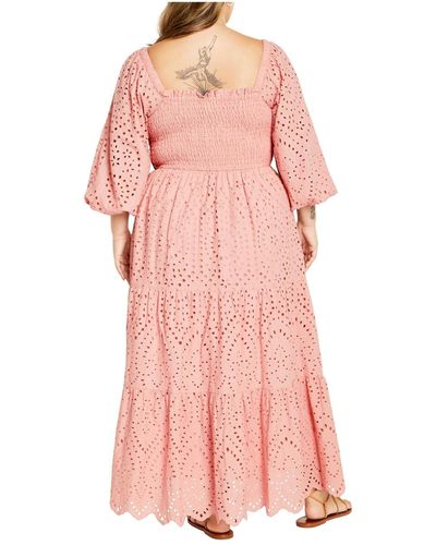 City Chic Plus Size Brodie Maxi Dress - Pink