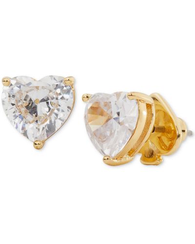 Kate Spade Gold-tone Stone Heart Stud Earrings - Metallic