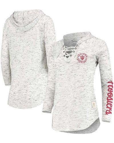 Pressbox Indiana Hoosiers Kate Space Dye Lace-up Long Sleeve T-shirt - Gray