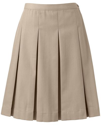 Lands' End School Uniform Poly-cotton Box Pleat Skirt Top Of Knee - Natural