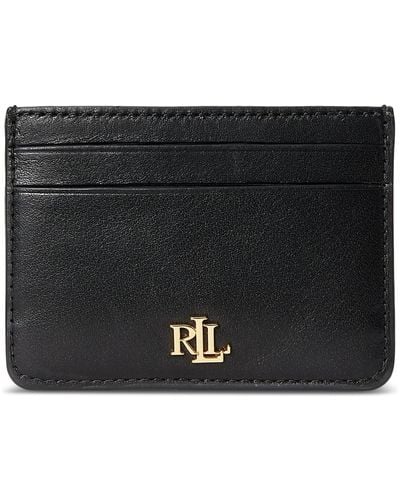 Lauren by Ralph Lauren Full-grain Leather Small Slim Card Case - Black