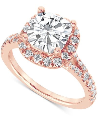 Badgley Mischka Certified Lab Grown Diamond Cushion Halo Engagement Ring (3 Ct. T.w. - White