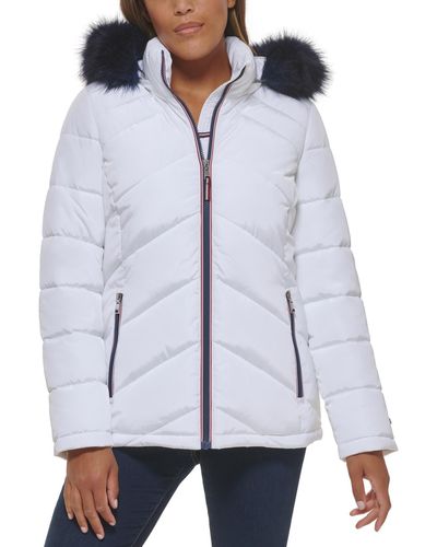 Tommy Hilfiger Faux-fur-trim Hooded Puffer Coat - White