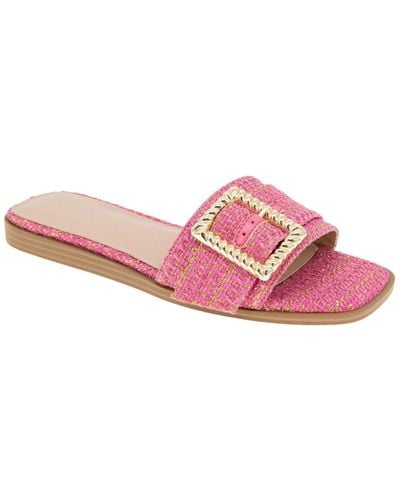 BCBGeneration Mollie Buckled Slide Flat Sandals - Pink