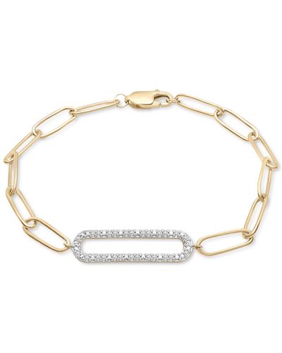 Macy's Diamond Elongated Pave Link Paperclip Link Bracelet (1/6 Ct. T.w. - White