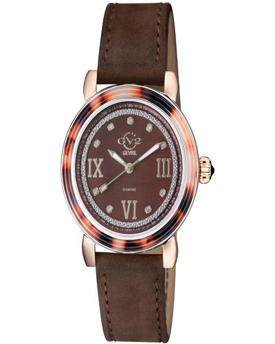 Gevril Marsala Tortoise Leather Watch 36mm - Brown