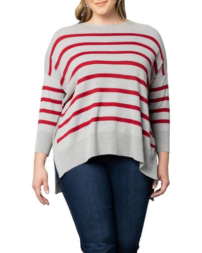 Kiyonna Plus Size Heart On Your Sleeve Crew Neck Sweater - Red
