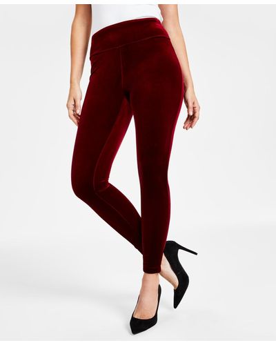 INC International Concepts Velvet Non-seam Skinny leggings - Red