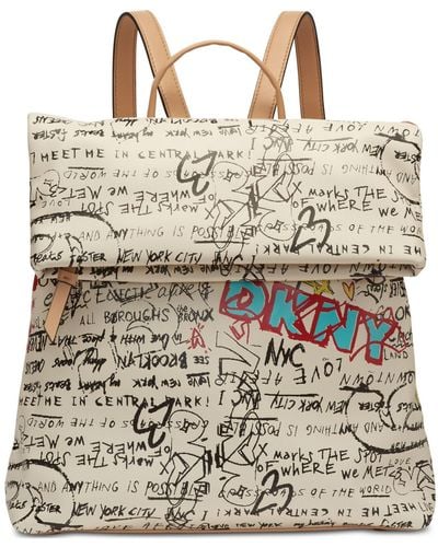 DKNY Tilly Graffiti Foldover Backpack - Multicolor