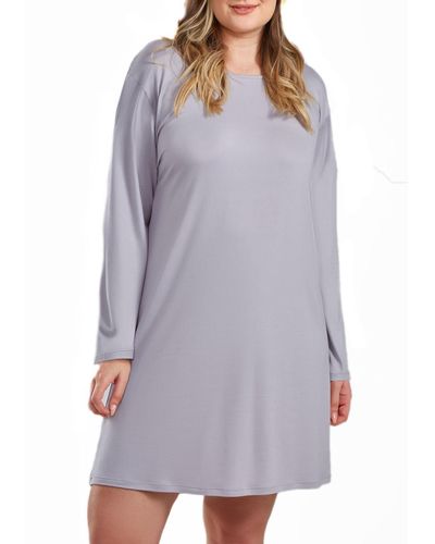 iCollection Jewel Modal Plus Size Sleep Shirt Or Dress - Purple