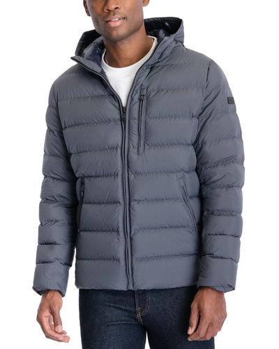 Michael Kors Hooded Puffer Jacket, Created For Macy's - Blue