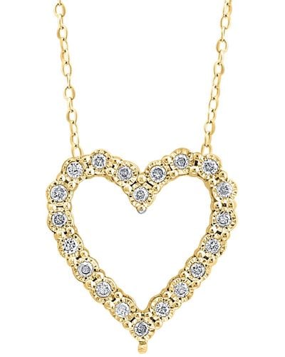 Effy Effy Diamond Heart 18" Pendant Necklace (1/4 Ct. T.w. - Metallic