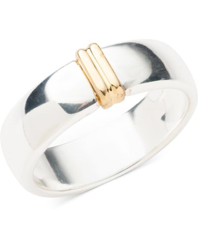 Ralph Lauren Lauren Two-tone Sterling Silver Band Ring - White