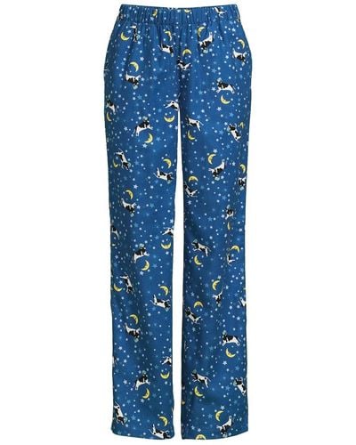 Lands' End Print Flannel Pajama Pants - Blue