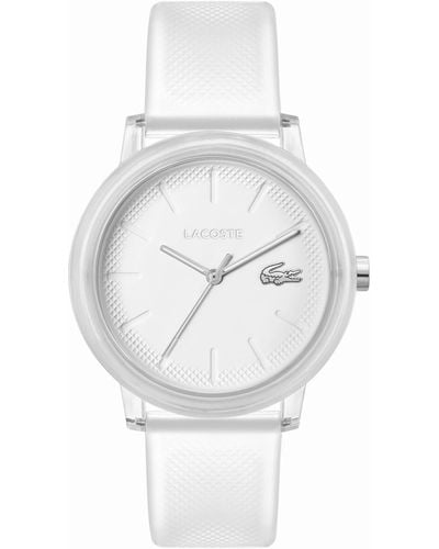 Lacoste L.12.12 Quartz Semi-transparent Silicone Strap Watch 42mm - White