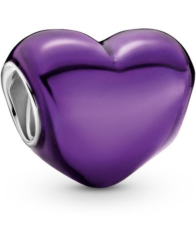PANDORA Sterling Silver Metallic Heart Charm - Purple