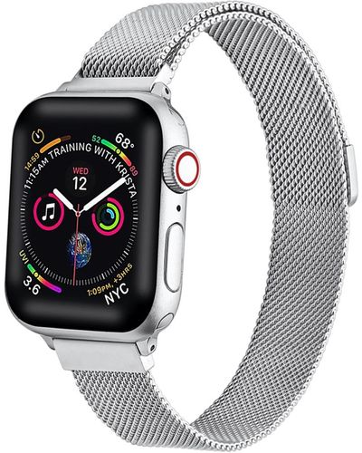 The Posh Tech And Silver-tone Skinny Metal Loop Band For Apple Watch 38mm - Metallic
